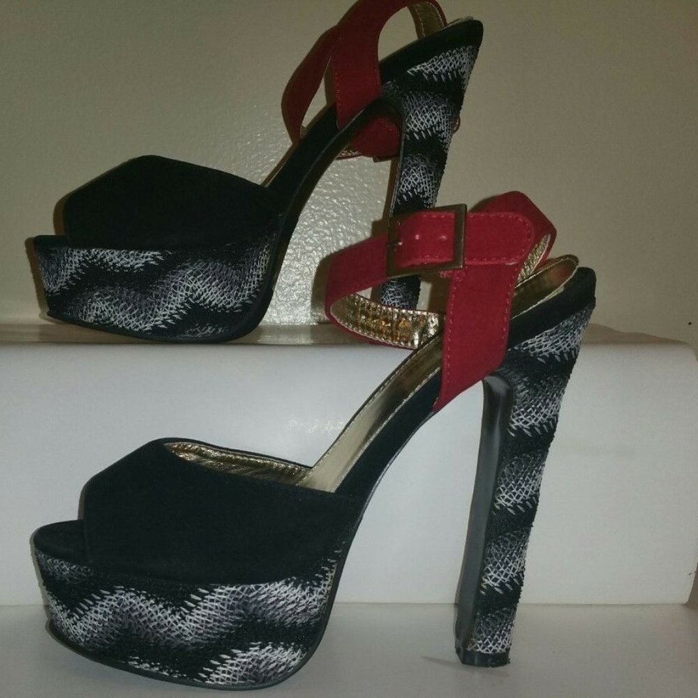 DBDK "PRERANA" Heels Black Red Sz. 7.5